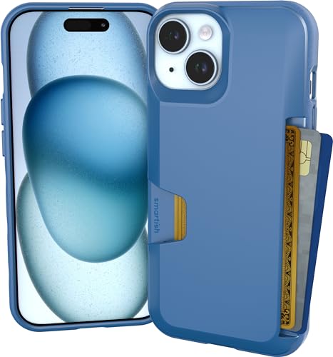 Smartish Etui portfelowe na iPhone'a 15 – portfel Slayer Vol. 1 [smukłe + ochronne] etui na karty kredytowe - niebieski na zielonym tle