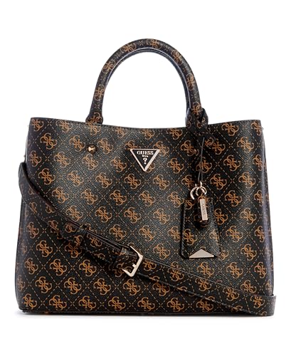 GUESS Meridian Girlfriend Satchel, Torba, Górne uchwyty dla kobiet, brązowe logo, Jeden rozmiar, Brązowe logo, 70AA