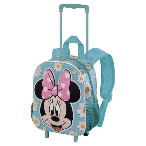 Myszka Minnie Spring -Mały Plecak 3D na Kółkach, Niebieski, 26 x 34 cm, Pojemność 12,5 L