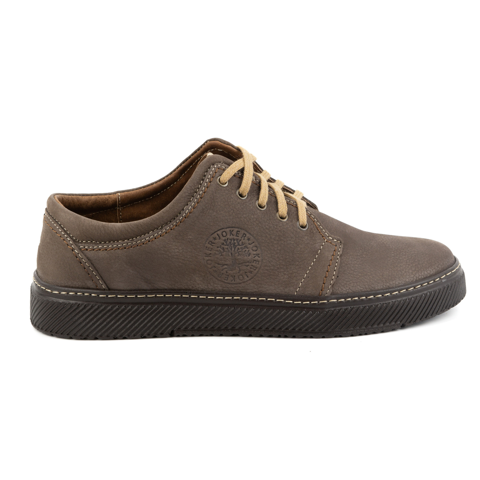 Buty męskie skórzane casual 894J oliwkowe - Joker