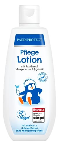PAEDIPROTECT Nawilżający balsam do ciała dla niemowląt i dzieci 200 ml, Krem nawilżający, balsam pielęgnacyjny z pantenolem, balsam nawilżający z olejkiem jojoba i masłem mango, do skóry wrażliwej