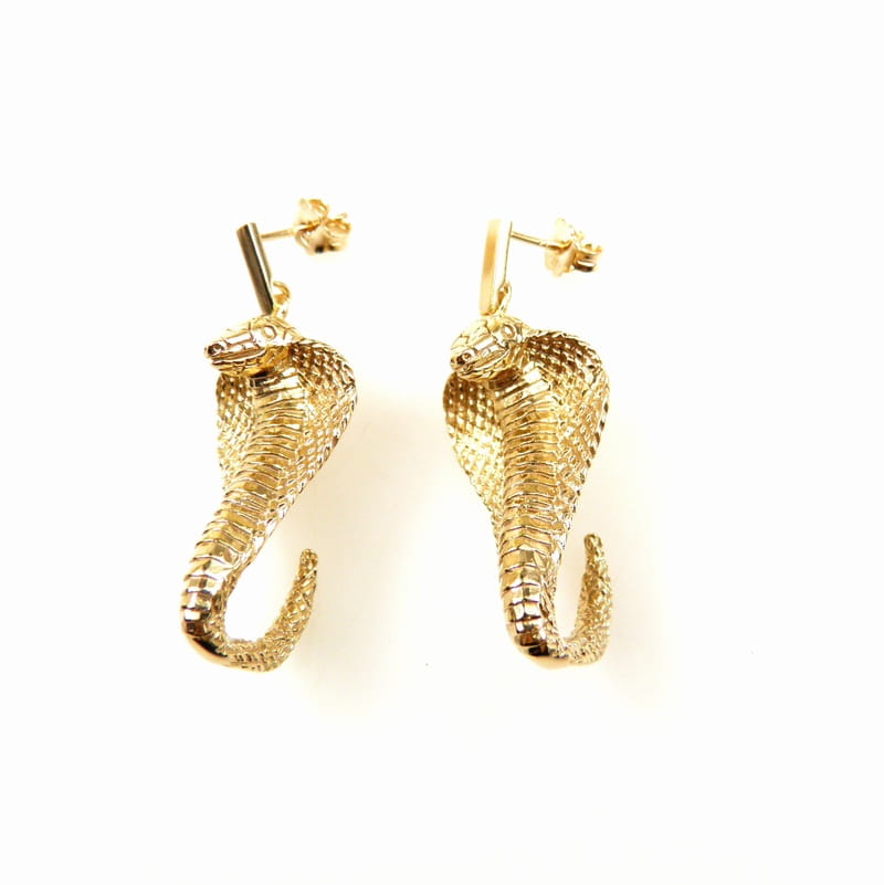 Kolczyki srebrne z Kobrą pozłacane