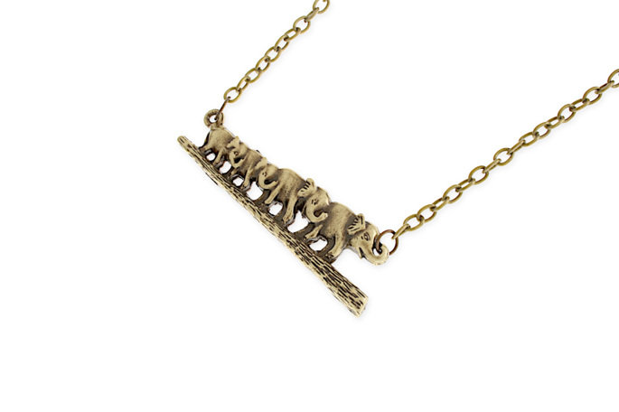 Długi Wisiorek Damski Złota Rodzina Słoni