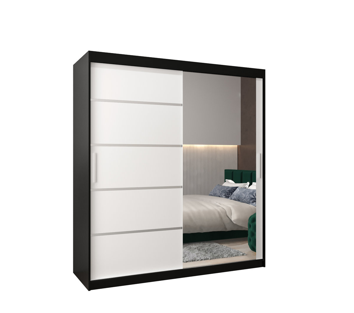 Szafa przesuwna garderoba VERONA 2 180 gł. 62  Czarny / Biały