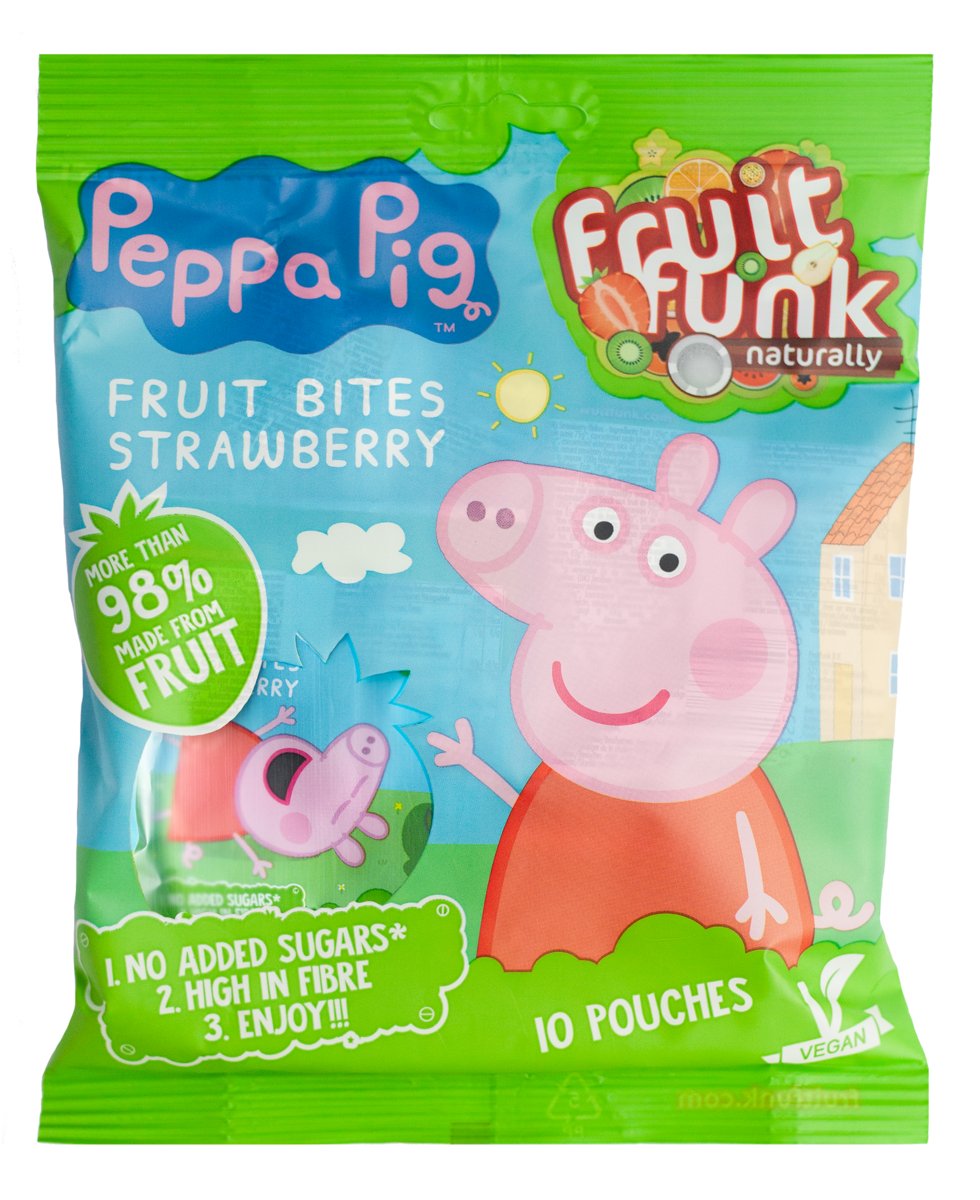 FRUIT FUNK ŚWINKA PEPPA ZDROWE OWOCOWE PRZEKĄSKI 98% OWOCÓW MULTIBAG 10 x 10g