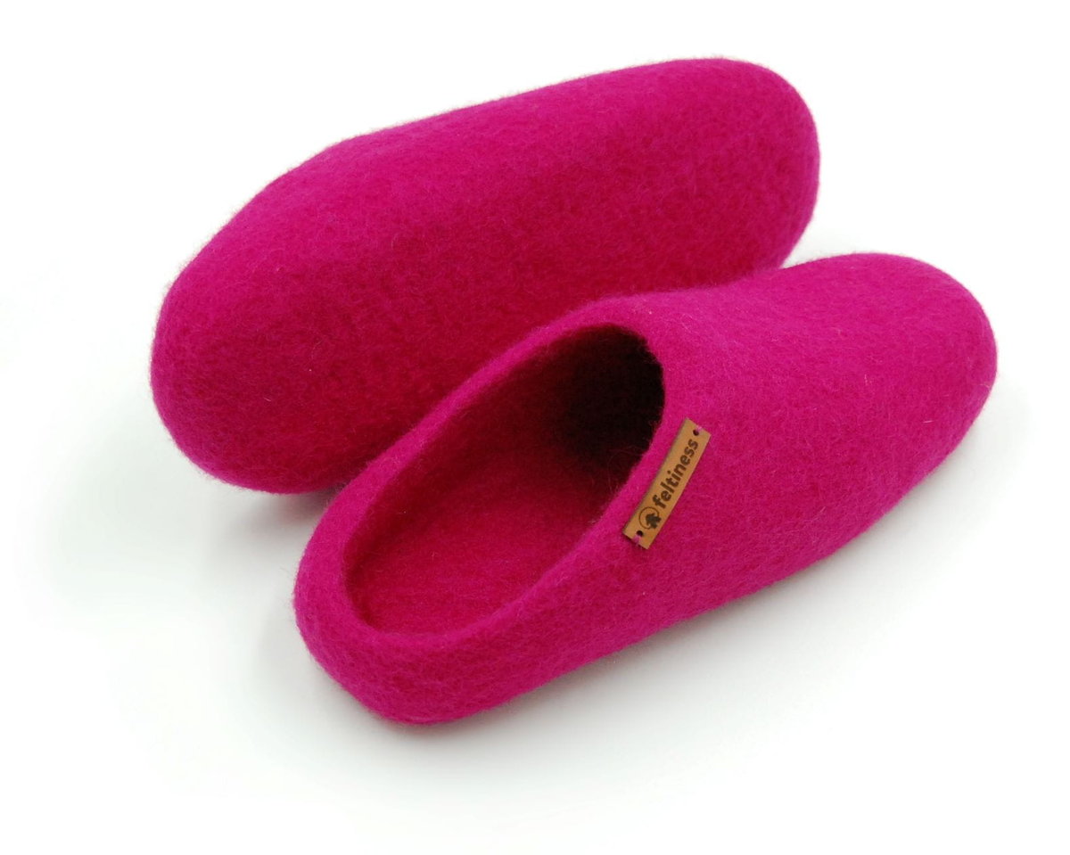 Feltiness, Paputy Różowe, kapcie wełniane 33-34 (22cm)