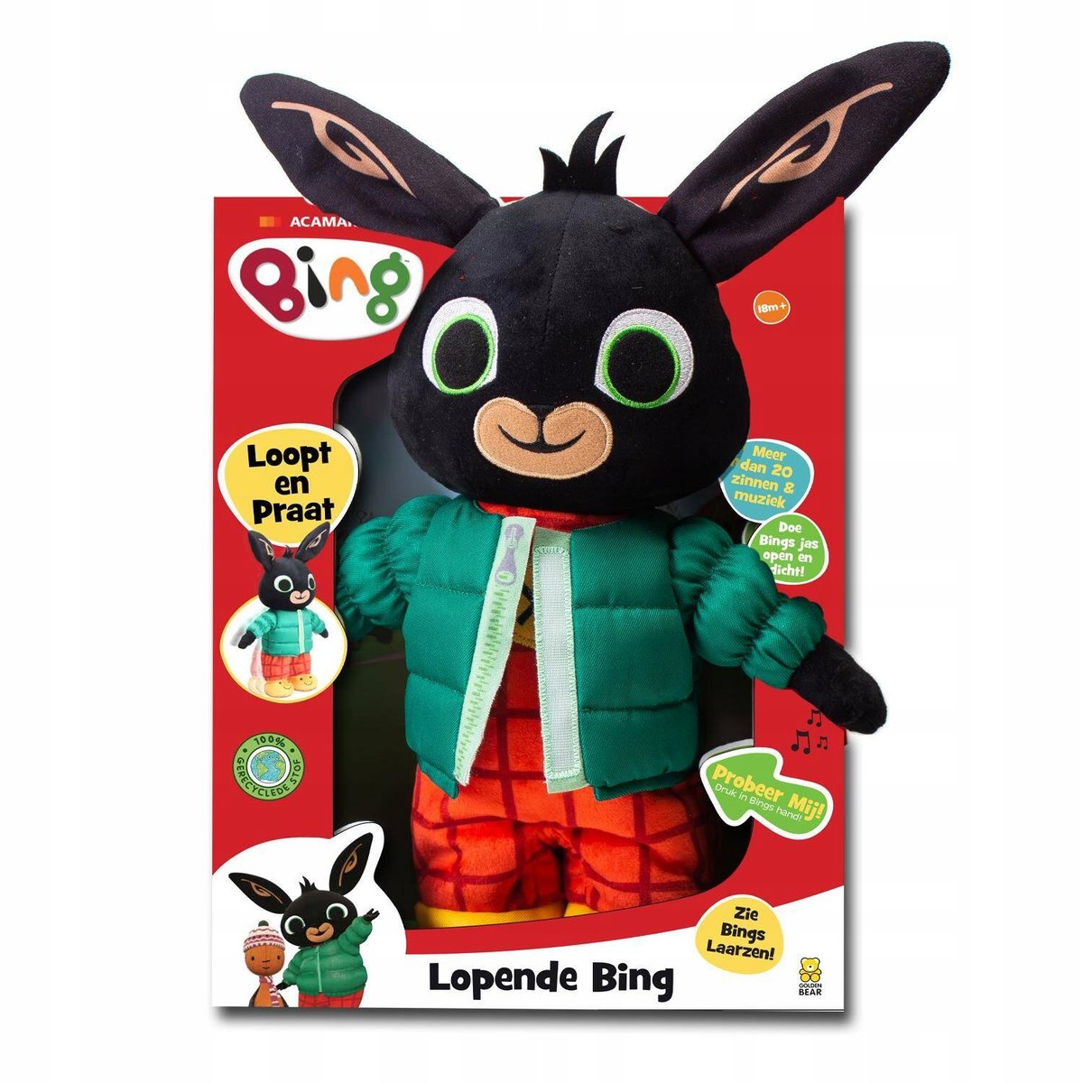 BING KRÓLIK MASKOTKA ZIELONA KURTKA CHODZI 32 CM