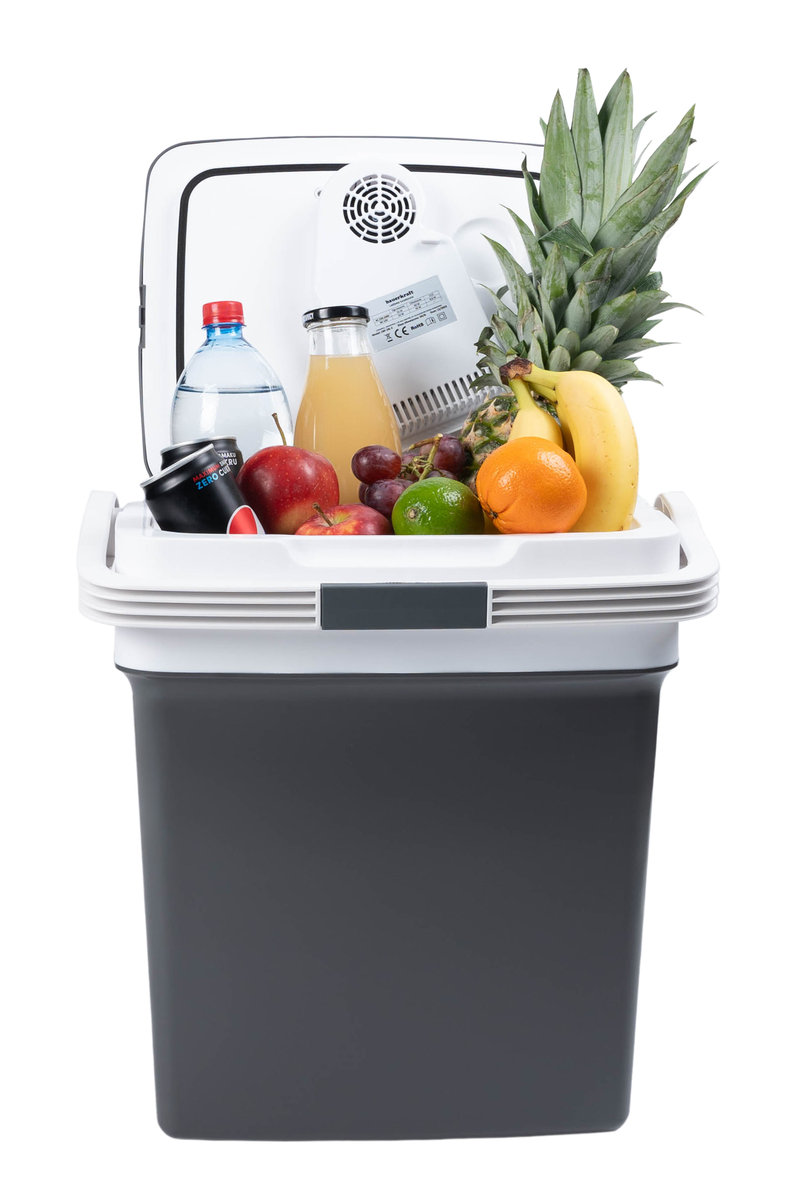 Przenośna lodówka turystyczna USB 29l grafitowa z wyświetlaczem i wkładem chłodzącym
