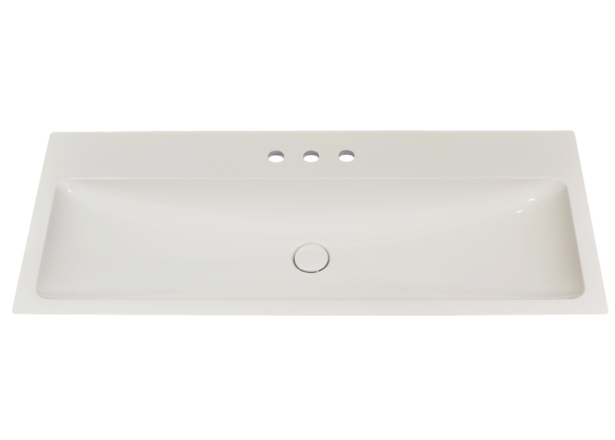 Umywalka wpuszczana w blat, prostokątna, biała, 121 x 52 cm