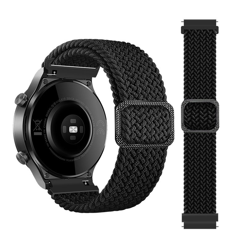 Pleciony pasek do zegarka / smartwatch 20mm, BLACK / CZARNY