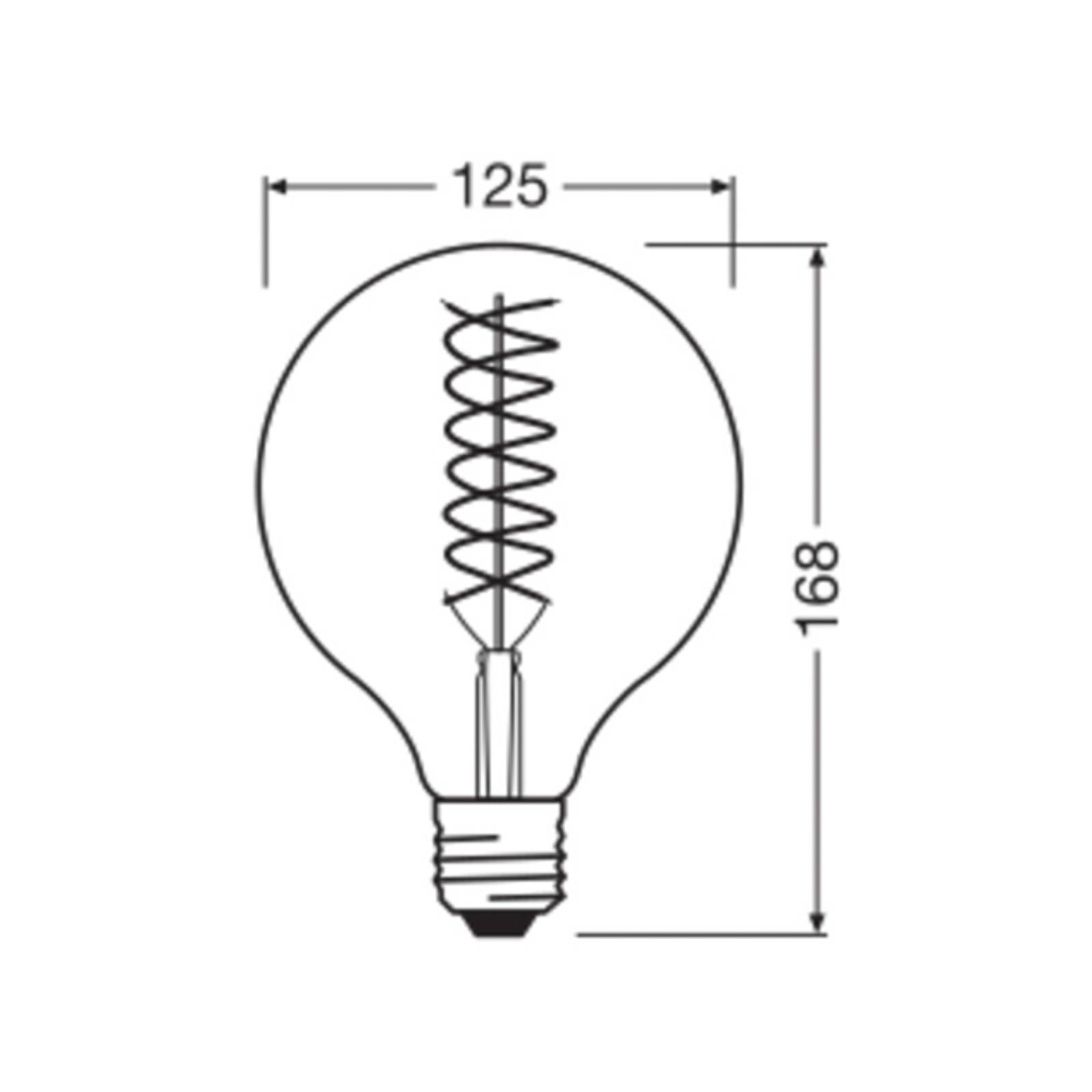 OSRAM LED Vintage 1906, G125, E27, 8,4 W, złota, 824, ściemniana.