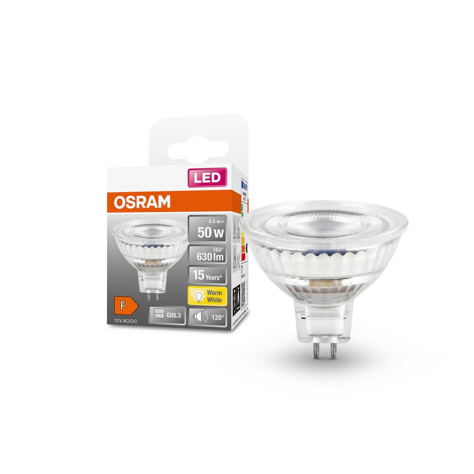Reflektor LED OSRAM, GU5.3, 6,5 W, 12 V, 2700 K, 120°