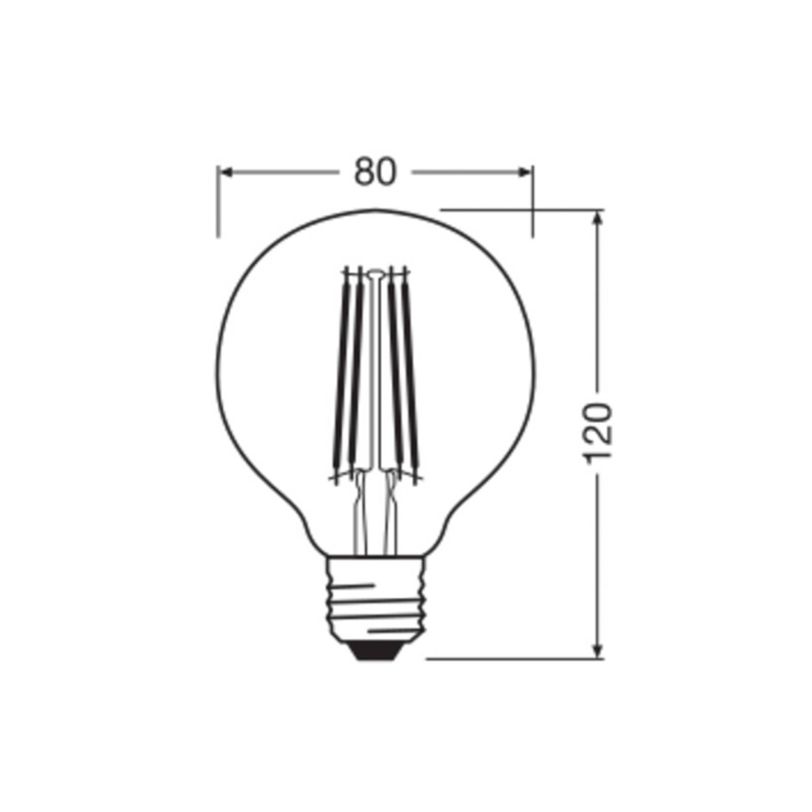 OSRAM LED Vintage 1906, G80, E27, 7,2 W, złota, 2400 K, ściemniana.