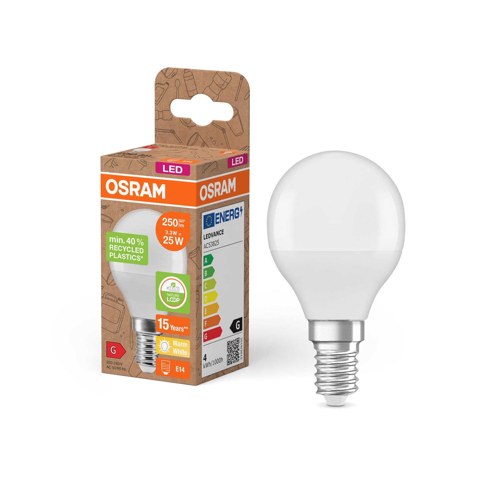 OSRAM LED Classic Star, kropla, matowa, E14, 3,3 W, 2700 K