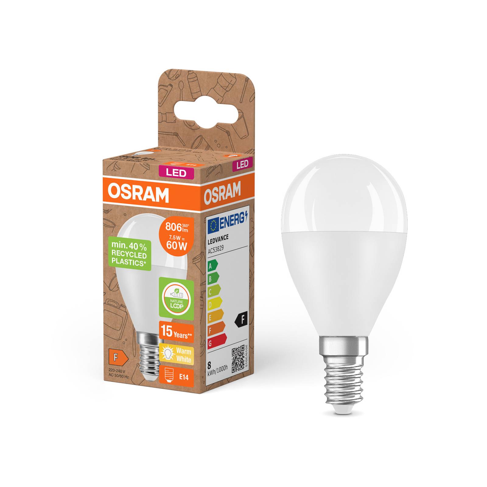 OSRAM LED Classic Star, kropla, matowa, E14, 7,5 W, 2700 K