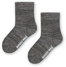 Skarpetki z wełny merino art. 130 GD009 melanż ciemny szary