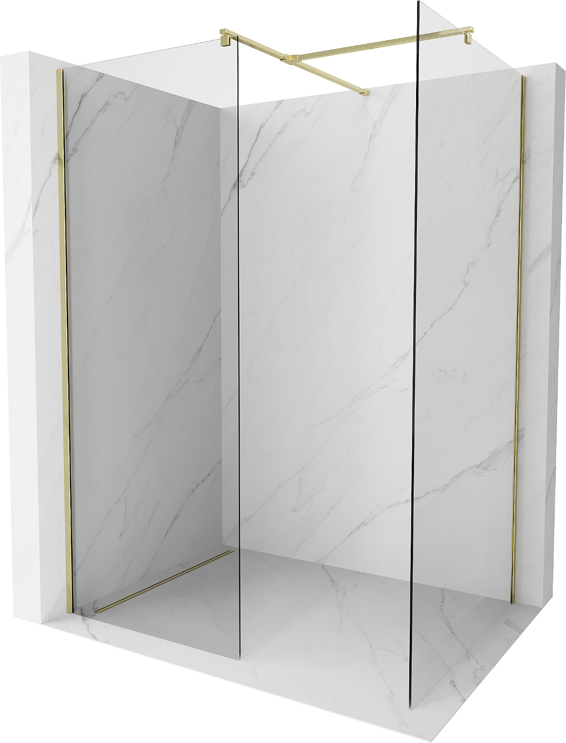 Mexen Kioto ścianka prysznicowa Walk-in 125 x 120 cm, transparent, złota - 800-125-202-50-00-120