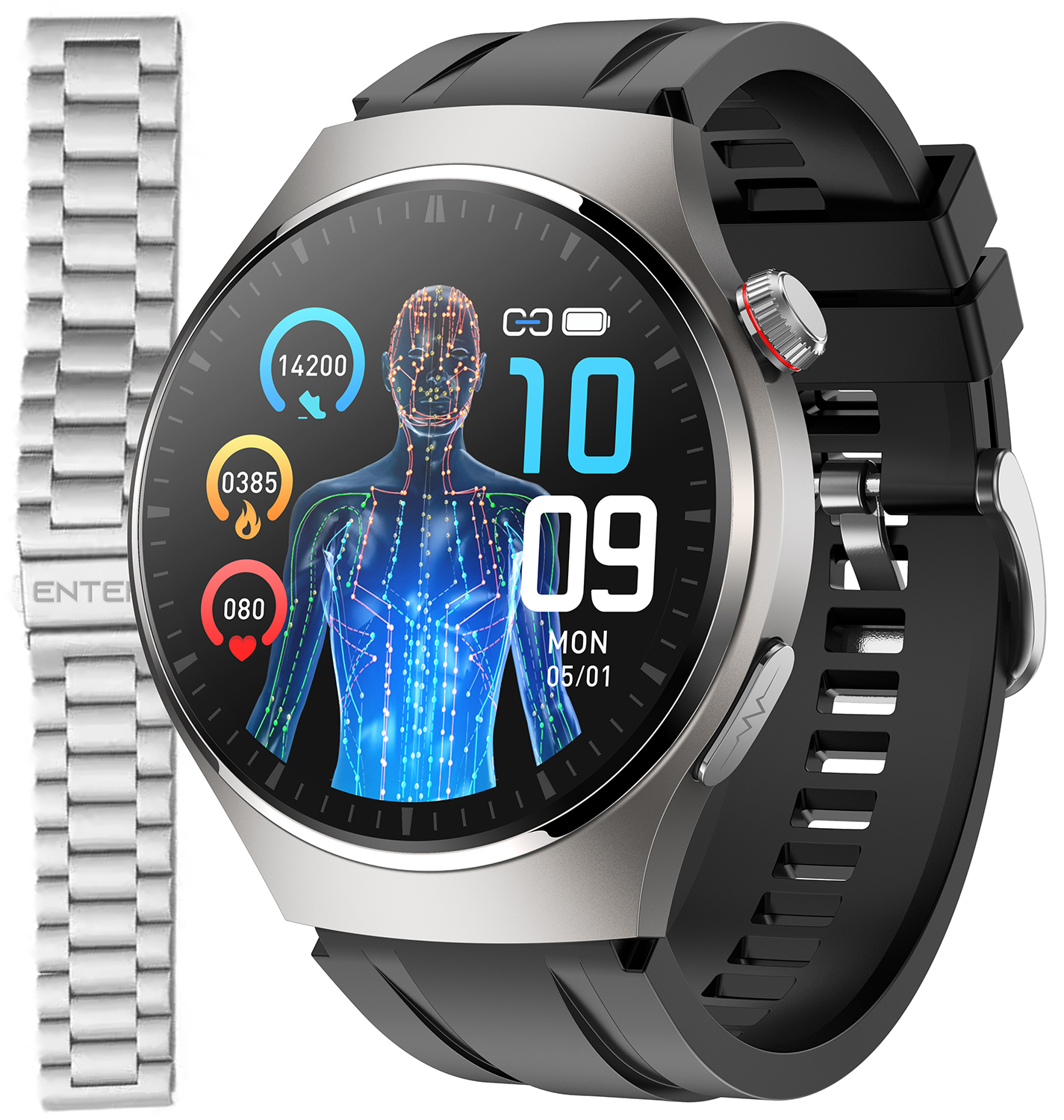 Zegarek Enter ECT.2.MT.111.534.12.11-SET Cadran Techno Srebrny + bransoleta