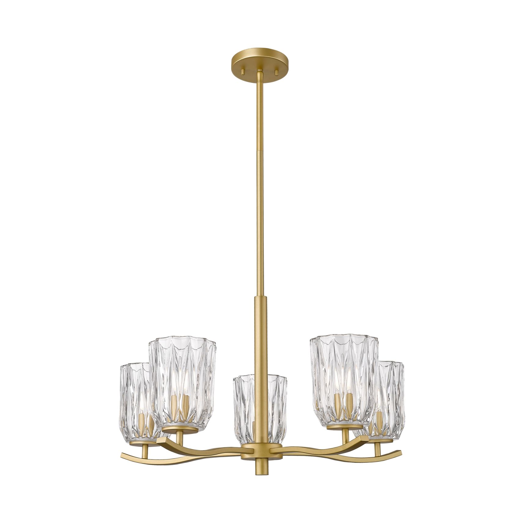 Złota lampa z kryształowymi kloszami P0590-05B-V7AC z serii TAZZA