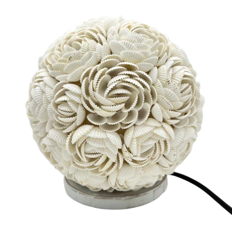 Lampa boho z muszelek  – Kula 15 cm