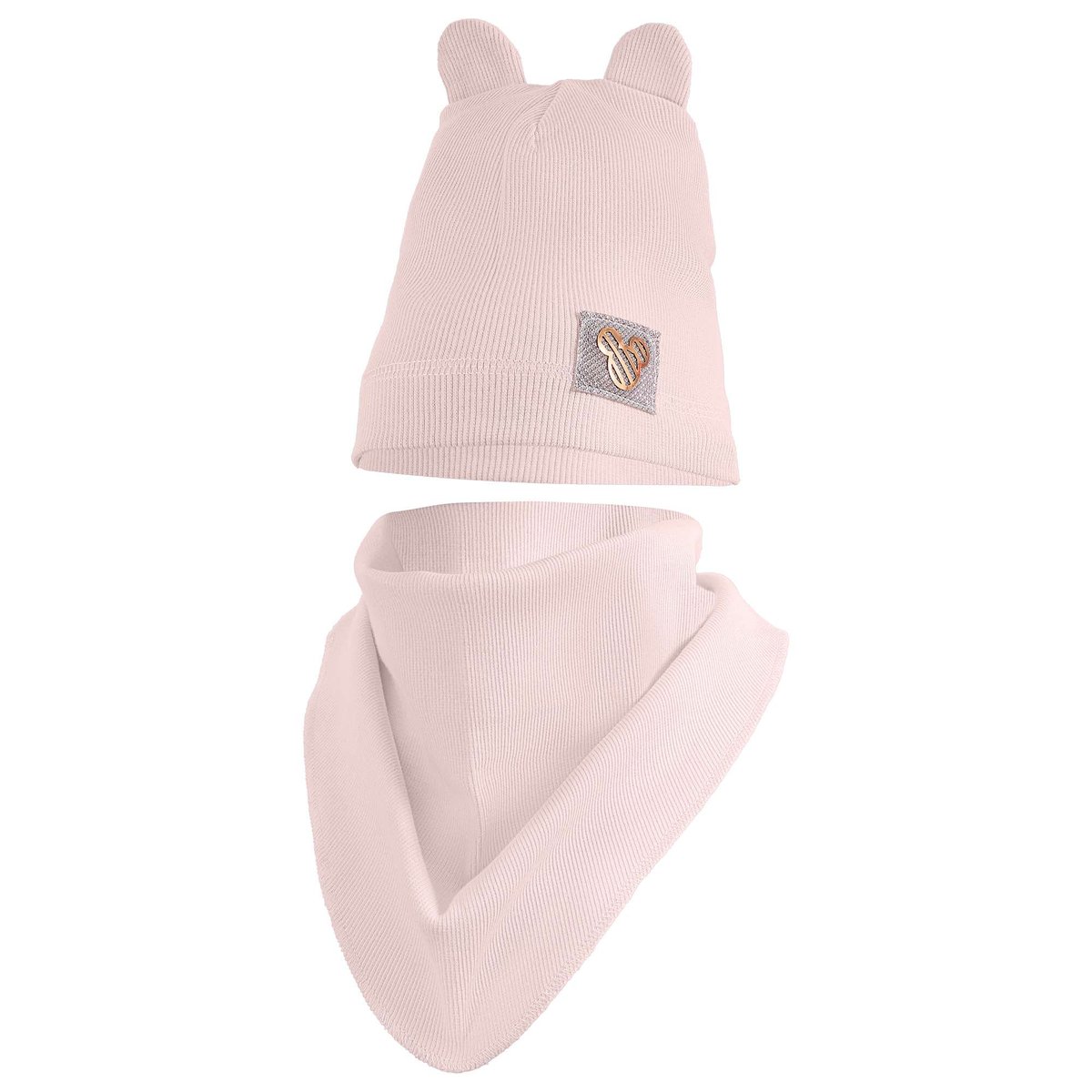 Czapka Wiosenna Jesienna Z Kominem Czapeczka Komplet Dla Dzieci 46-48 Pudr Róż