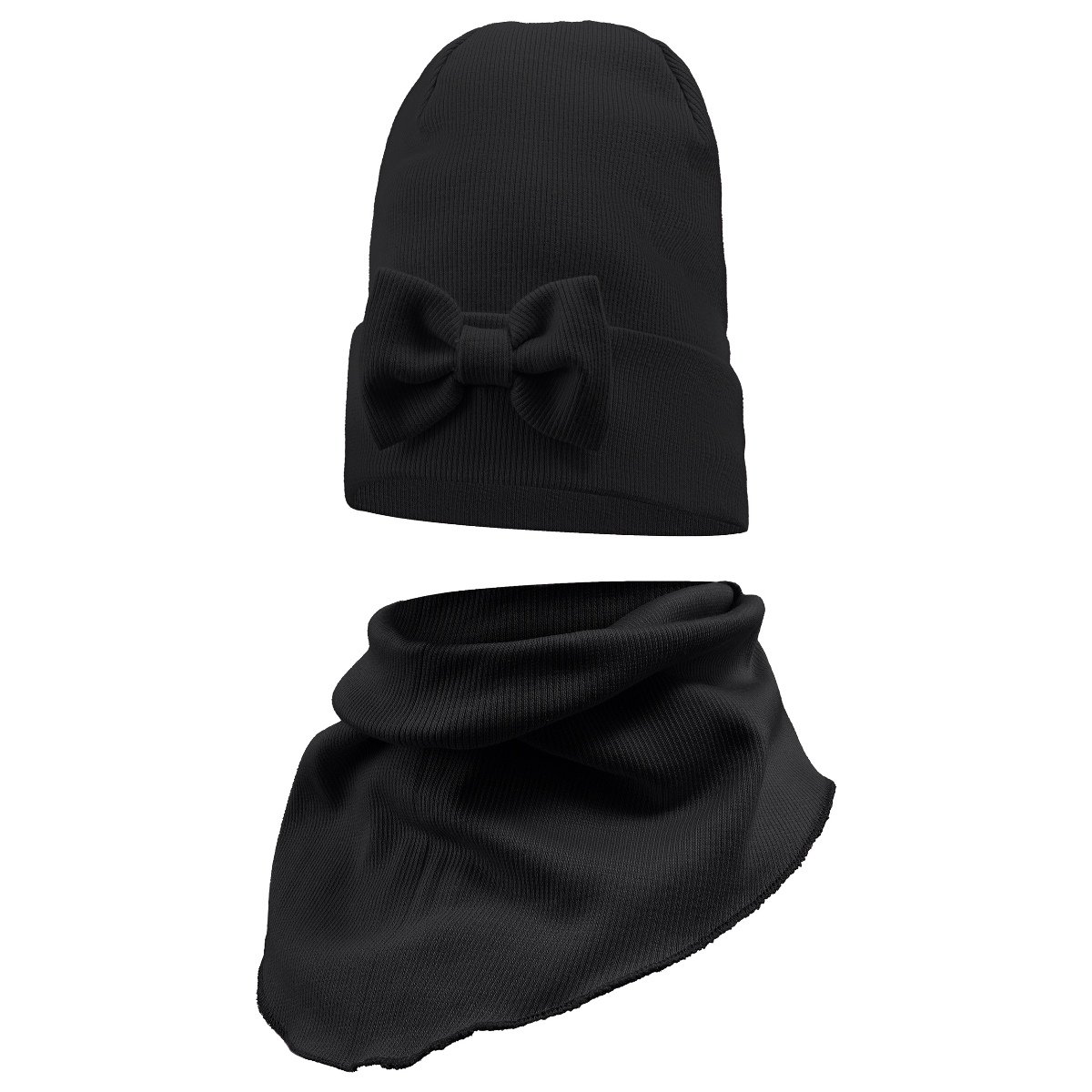 Czapka Wiosenna Jesienna Z Kominem Czapeczka Komplet Dla Dzieci 52-54 Czarny