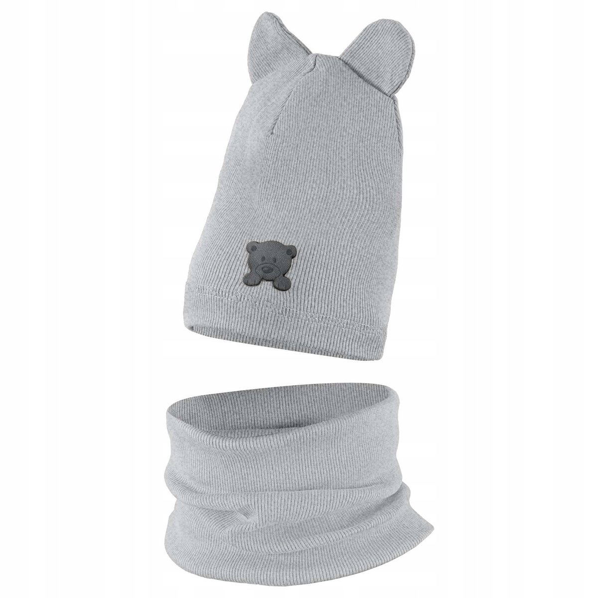 Czapeczka Wiosenna Jesienna Czapka + Komin Komplet Dla Dzieci 42-44 Szara