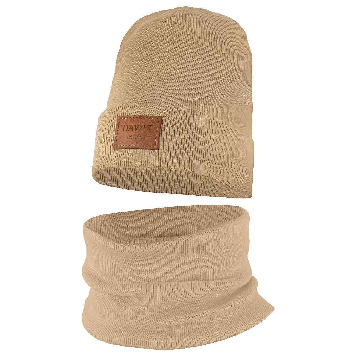 Czapka Wiosenna Jesienna Z Kominem Czapeczka Komplet Dla Dzieci 52-54 Beżowy