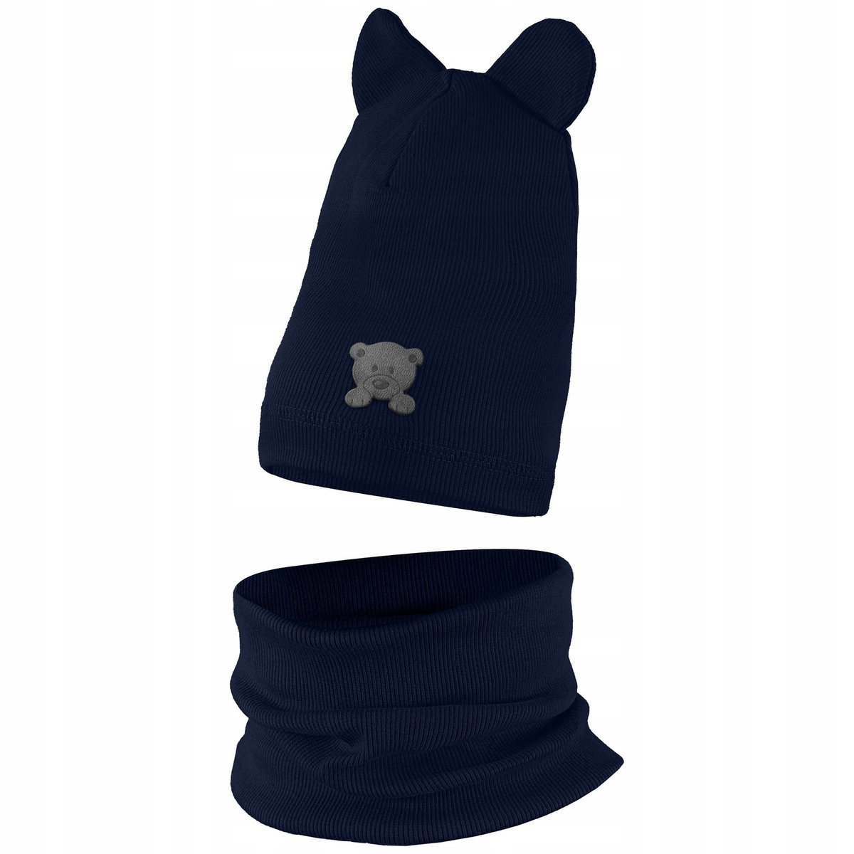 Czapeczka Wiosenna Jesienna Czapka + Komin Komplet Dla Dzieci 42-44 Granatowa