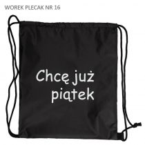 Pajacyk Worek plecak czarny Chcę już piątek