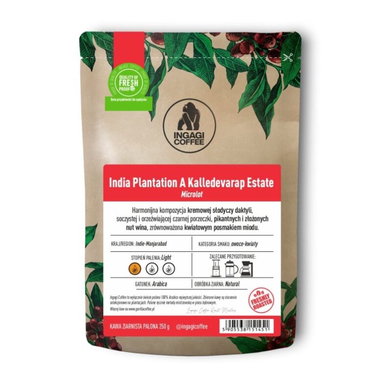 Kawa ziarnista Ingagi Coffee India Plantation A Kalledevarapura Estate Natural FILTR 2500g