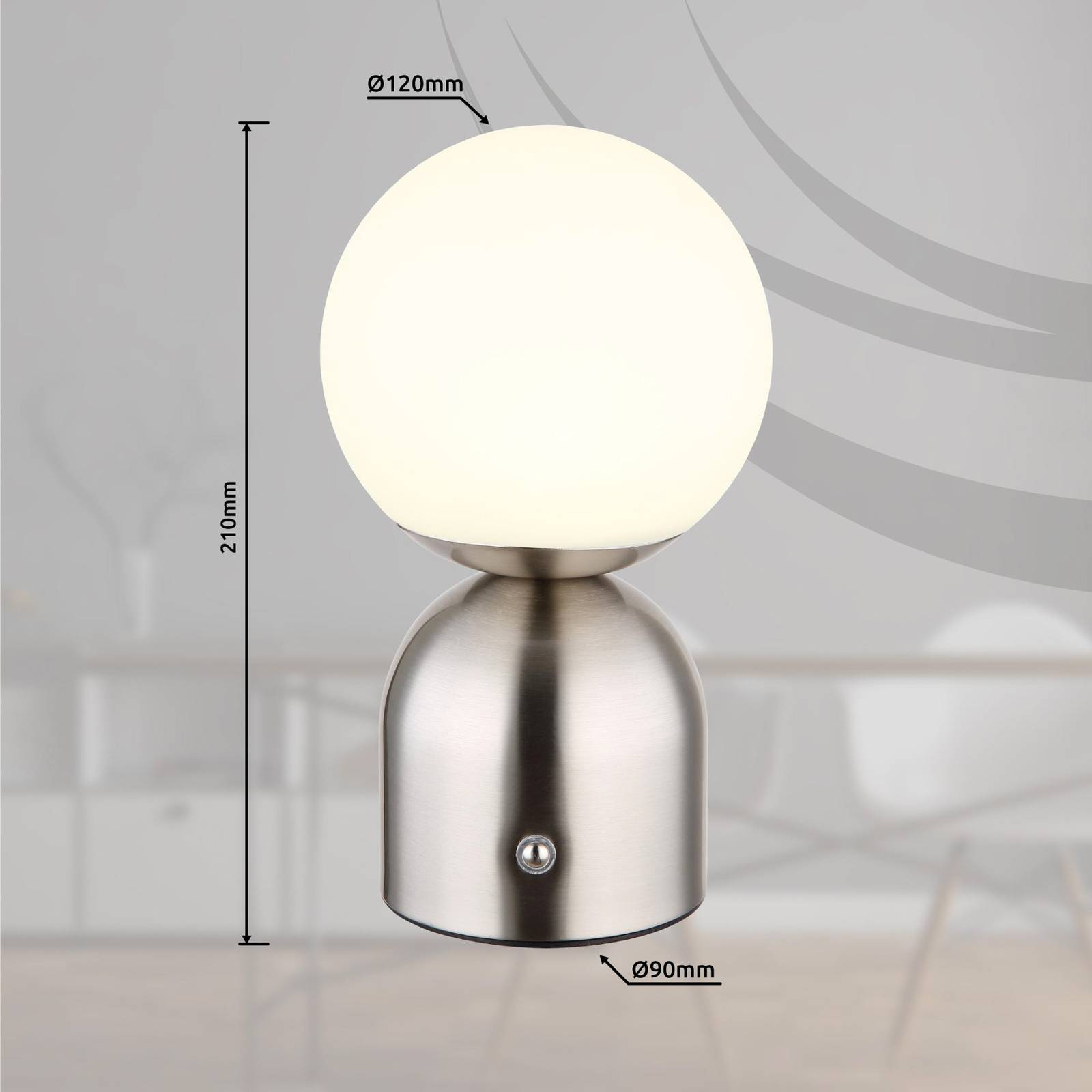 Globo Akumulatorowa lampa stołowa LED Julsy, kolor nikiel, wysokość 21 cm, CCT