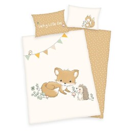Herding Pościel bawełniana 100x135 Leśne Zwierzęta Leśni Przyjaciele kremowa beżowa dziecięca do łóżeczka H23