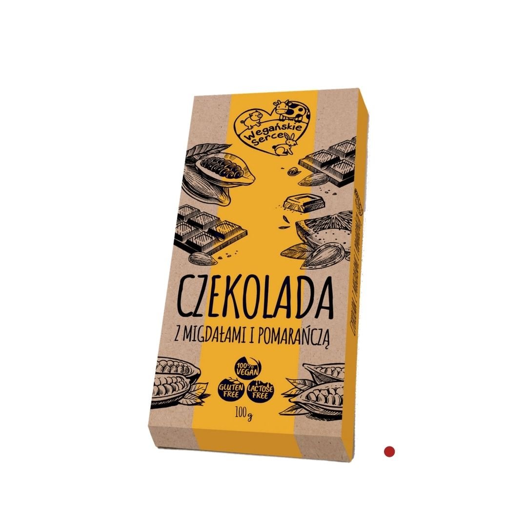 Czekolada Z Migdałami I Pomarańczą 100 G Wegańskie Serce