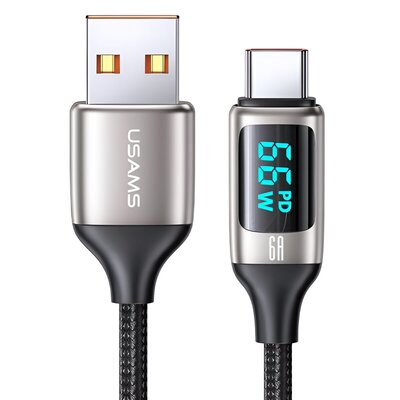USAMS Kabel pleciony U78 USB-C 1.2m 6A Fast Charging biały