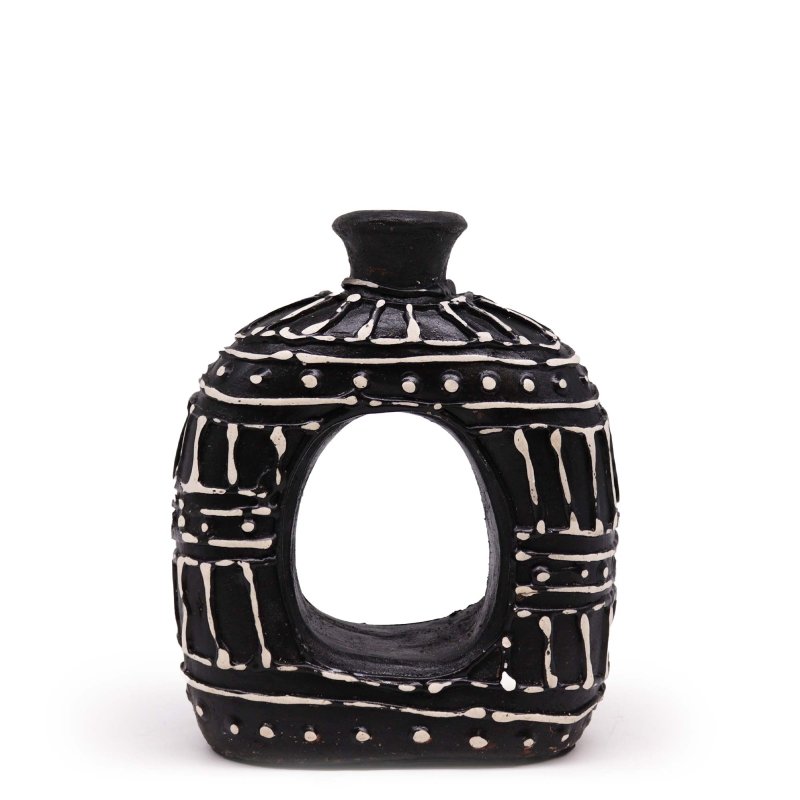 Ceramiczny Wazon z Bali – Owal z dziurą 18 cm