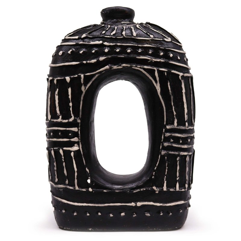 Ceramiczny Wazon z Bali – Owal z dziurą 30 cm