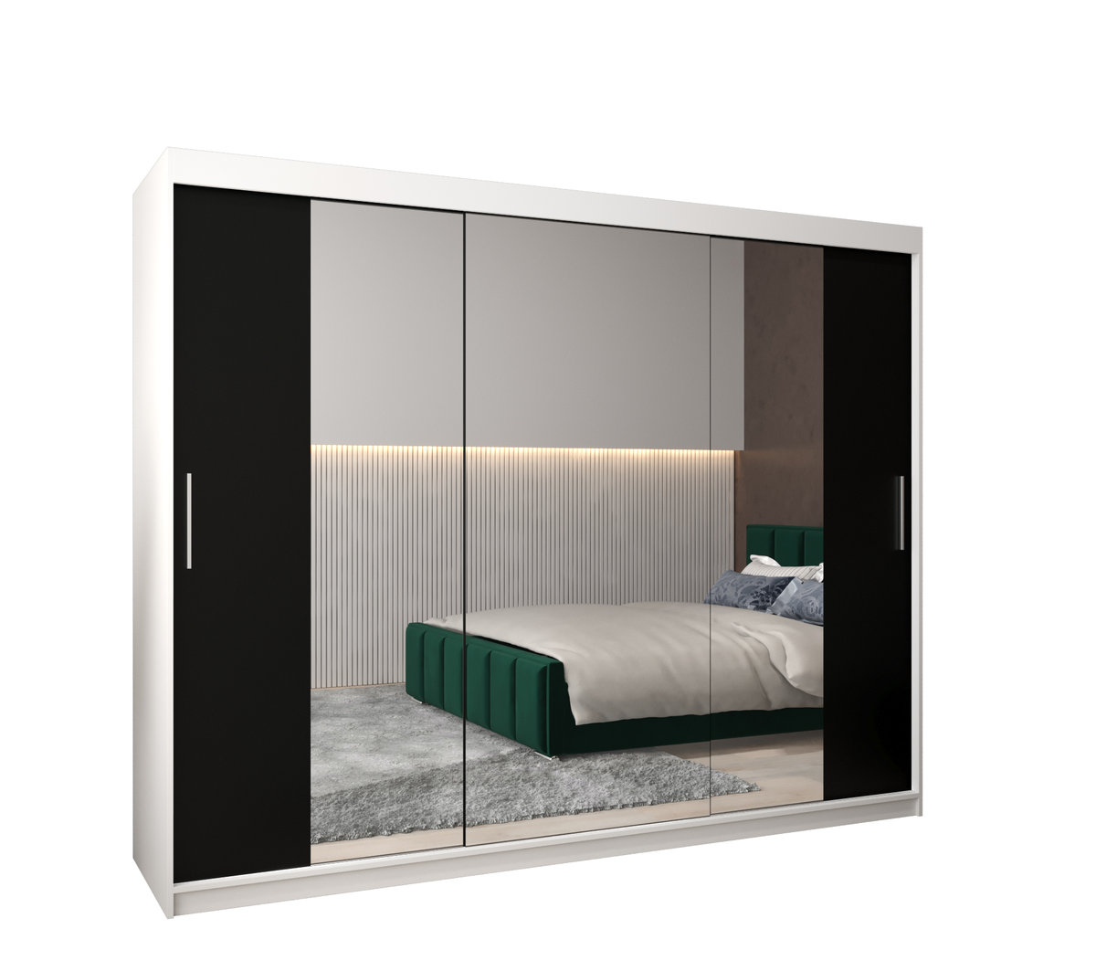 Szafa przesuwna garderoba TOKYO 2 250 gł. 62 Biały / Czarny