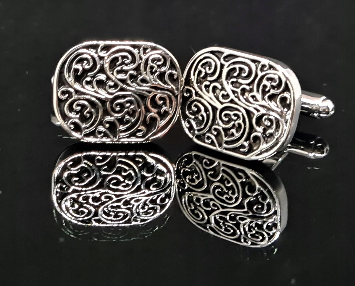 Spinki do mankietów wzór srebrne kwadraty