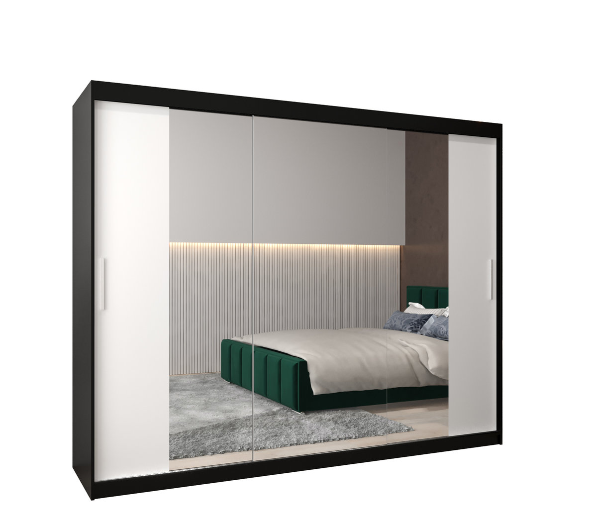 Szafa przesuwna garderoba TOKYO 2 250 gł. 62 Czarny / Biały