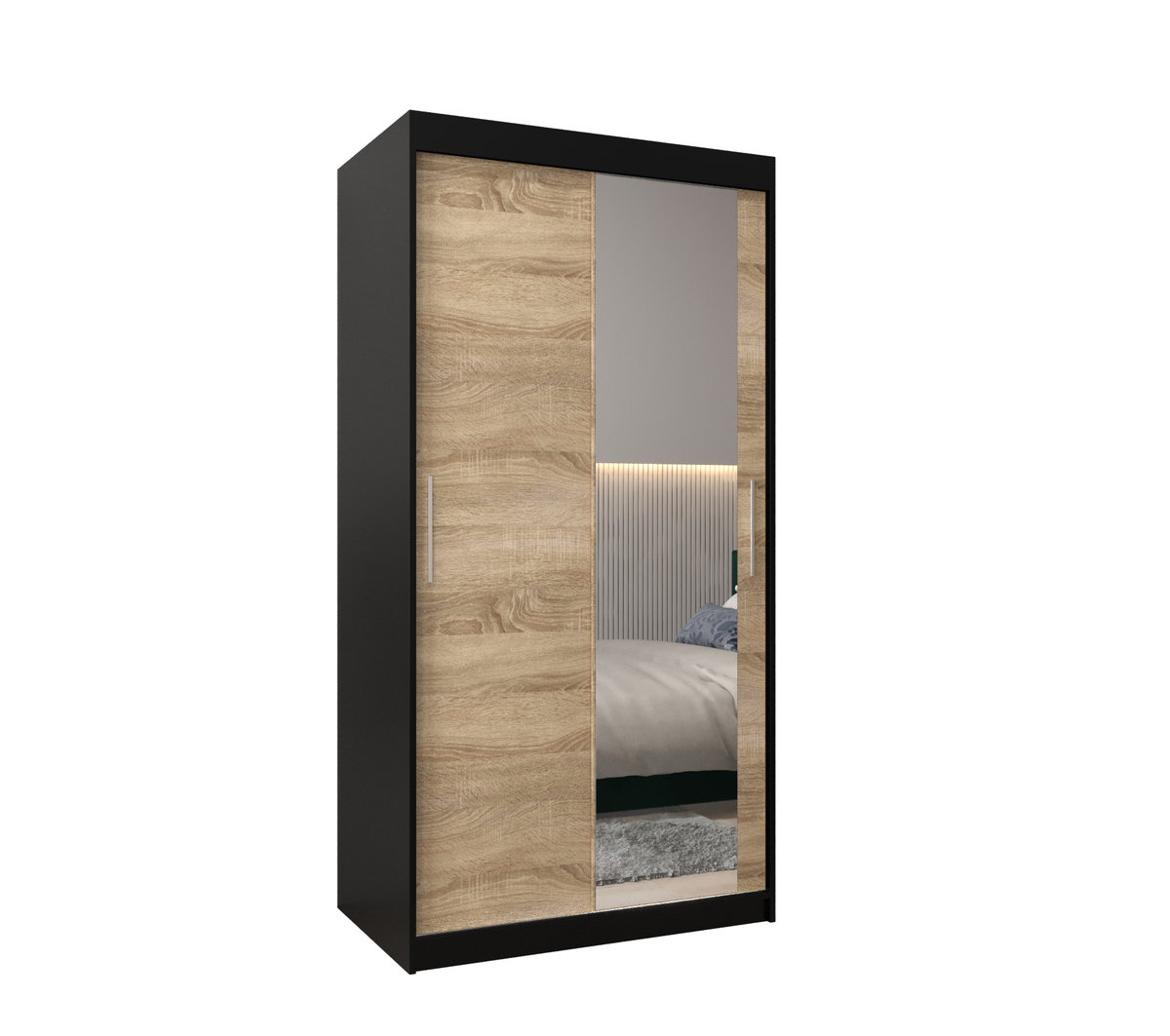 Szafa przesuwna garderoba TOKYO 2 100 gł. 62 Czarny / Sonoma