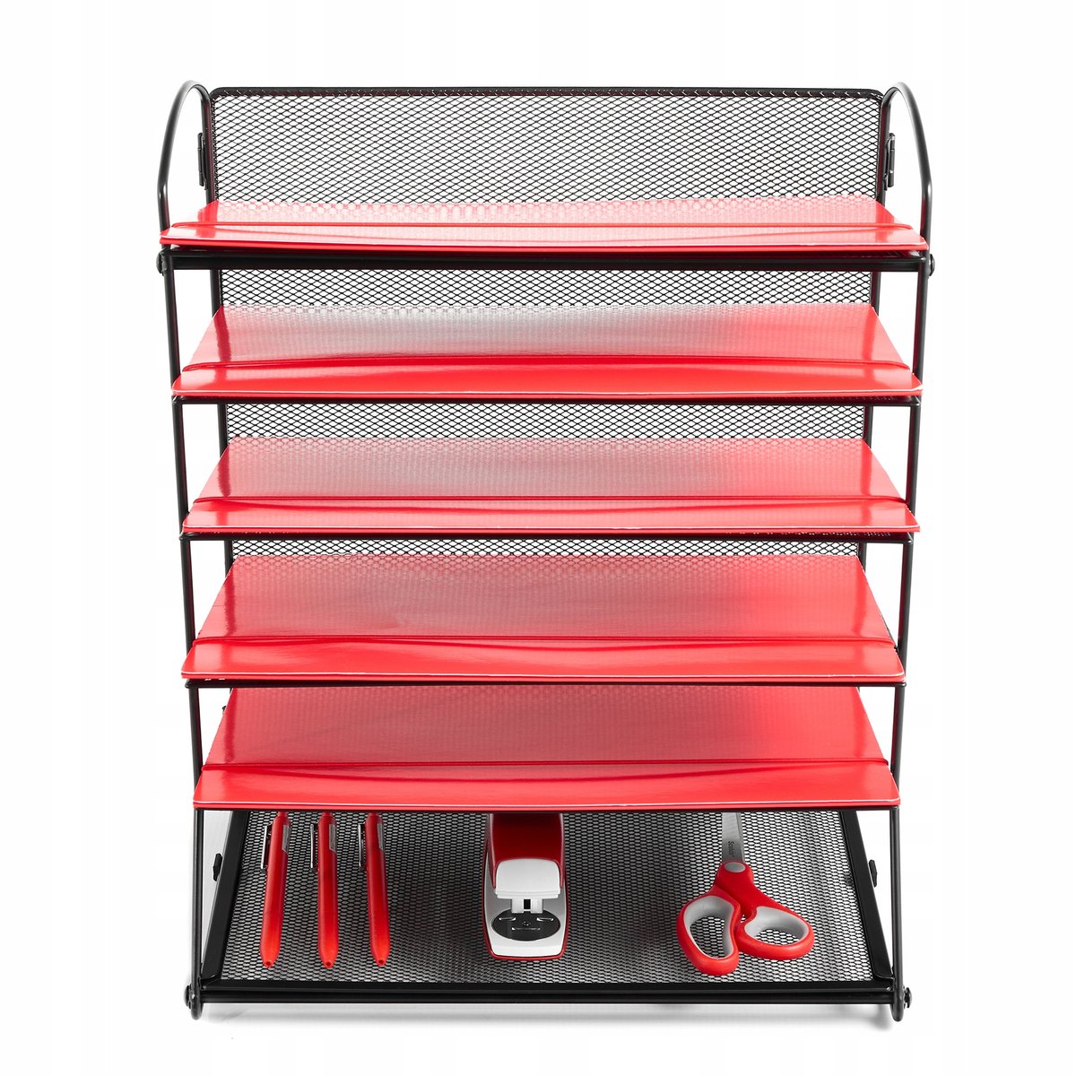 Organizer na dokumenty, sorter, 6 półek A4 elegancka metalowa siatka