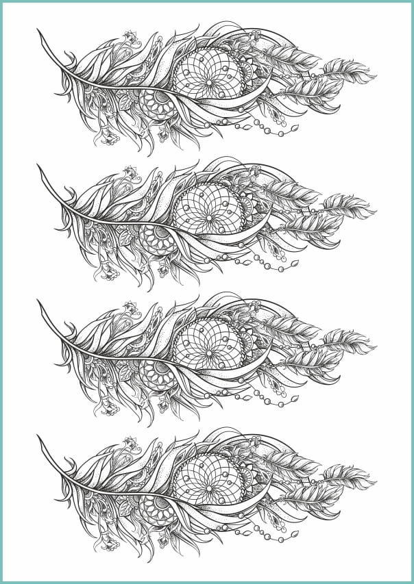 Tatuaże tymczasowe, zmywalne, pióro z łapaczem snów, format arkusz A4