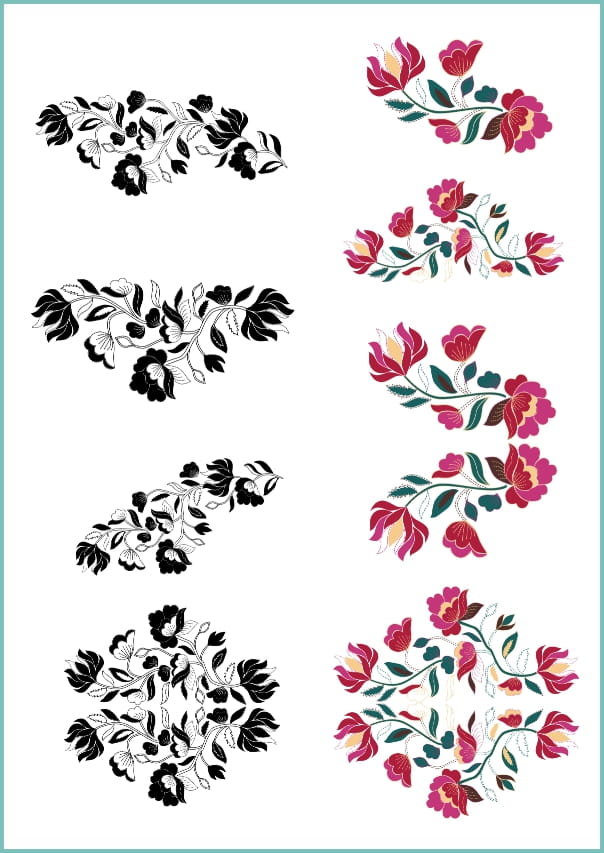 Tatuaże tymczasowe, zmywalne, kwiaty 01, format, arkusz A4
