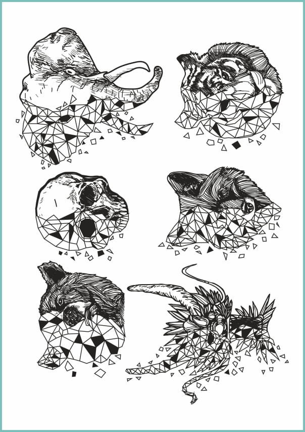 Tatuaże tymczasowe, zmywalne, zwierzęta, format arkusz A4