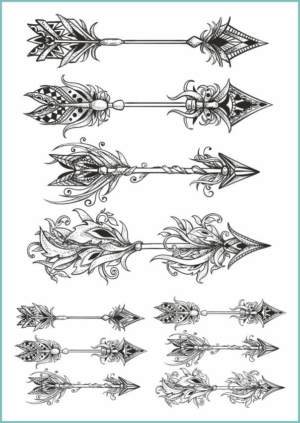 Tatuaże tymczasowe, zmywalne, etniczne strzały, format arkusz A4