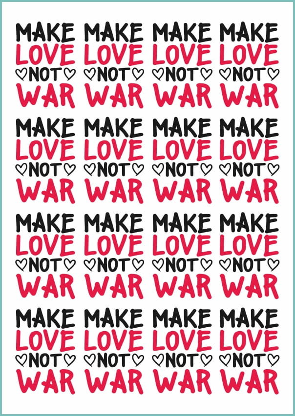 Tatuaże tymczasowe, zmywalne, make love not war, format arkusz A4
