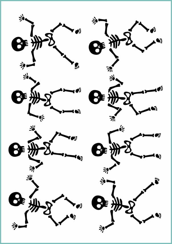 Tatuaże tymczasowe, zmywalne, szkielety, arkusz A4