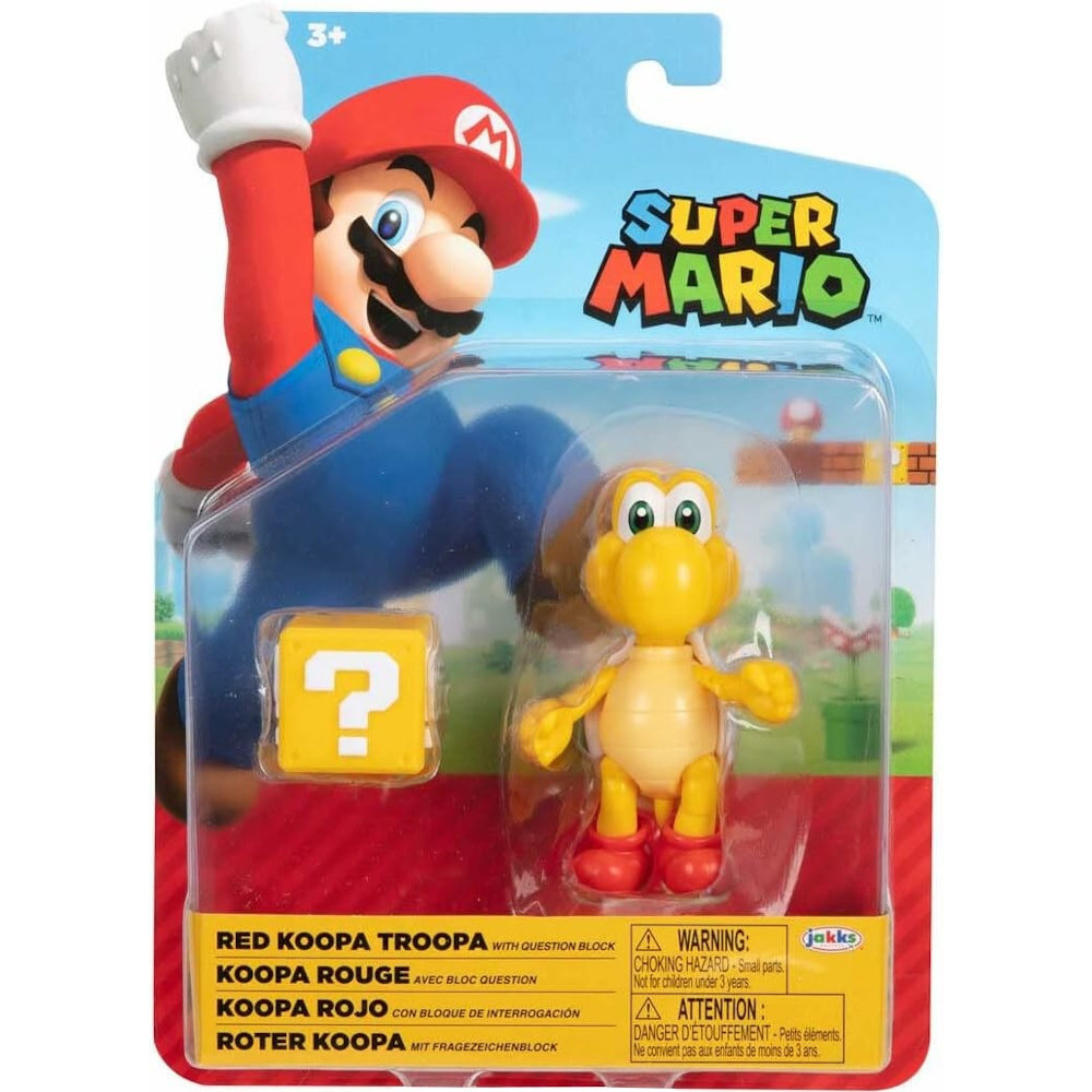 SUPER MARIO ORYGINALNA RUCHOMA FIGURKA RED KOOPA TROOPA + ? QUESTION BLOCK