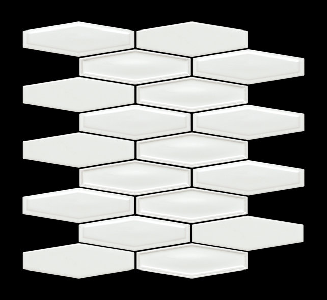 Mozaika Long Hex snow glossy 25,4x28,5 Manufaktura Parczówek